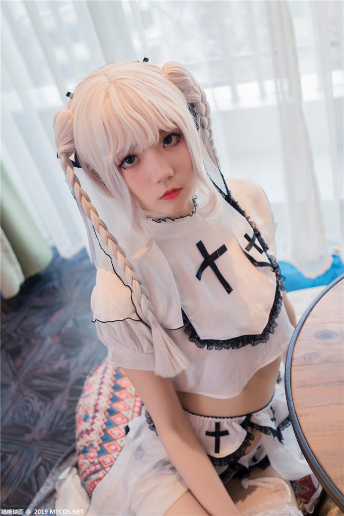 喵糖映画 VOL.035 吊带白丝网袜双马尾妹子[34P-545M]