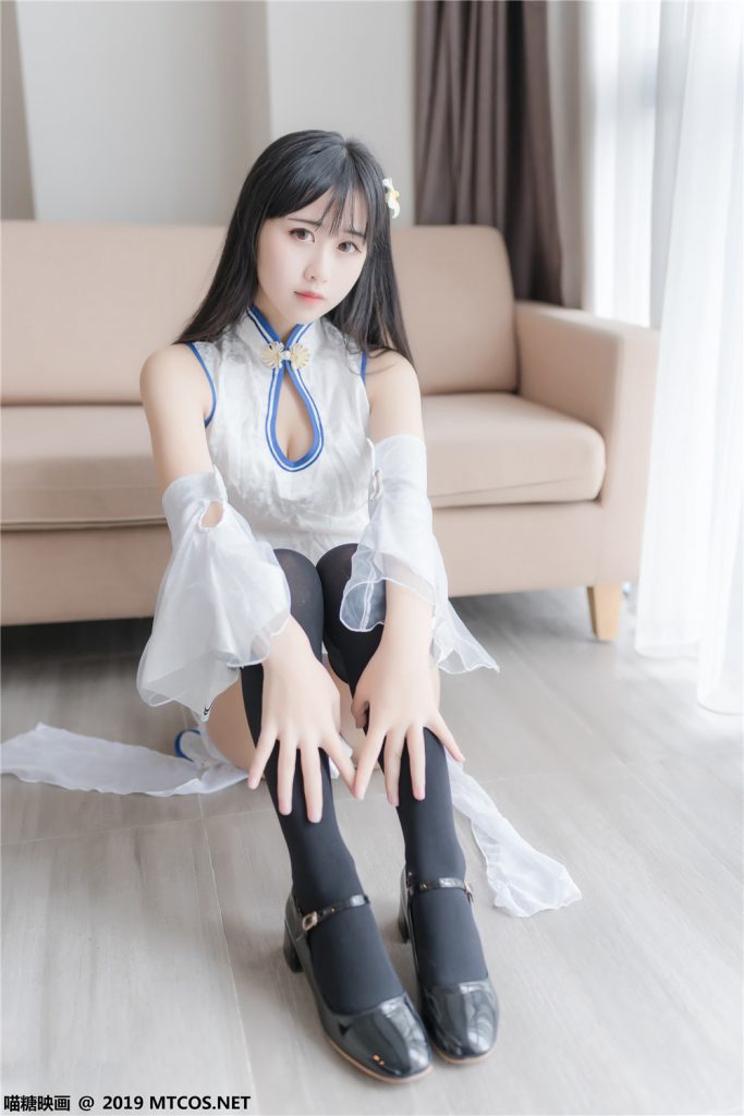 喵糖映画 VOL.066 旗袍半截袜 黑色过漆袜少女[41-168M]