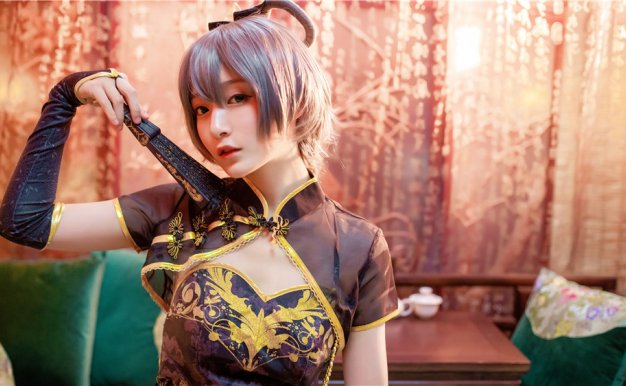 铁板烧鬼舞w – 洛天依cos 旗袍网袜[14P-208M]