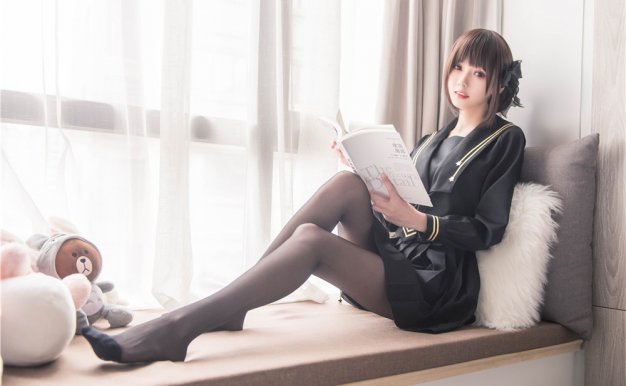 窗台制服黑丝JK[19P-129M]